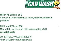 Car Wash and valeting available