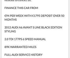 2012 Audi A6 Finance this car from €94 P/W - Image 8/9