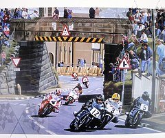 PRINT - JOEY DUNLOP NW200 1990 Under The Bridge Robert Dunlop J Rea Isle of Man TT Ulster Grand Prix