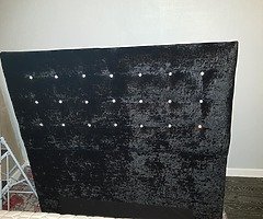 Black velvet king-size headboard