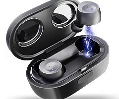 True Wireless Earbuds Bluetooth Headphones in Ear Earphones with Microphone for Sports Gym (Black)