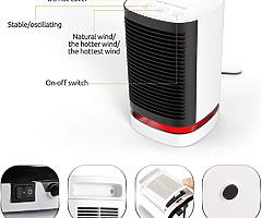 950W Ceramic Fan heater, Oscillating Electric Personal Space Heaters with Portable handle, Tip-Over