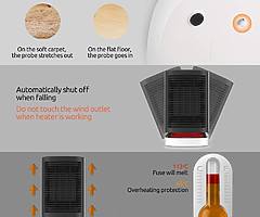 950W Ceramic Fan heater, Oscillating Electric Personal Space Heaters with Portable handle, Tip-Over - Image 6/7