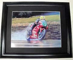 JOEY DUNLOP Professionally Framed Print - Isle of Man TT Motorcycle Racing NW 200 Ulster Grand Prix