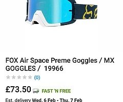 Fox air space goggles and troy Lee designs kit