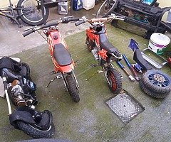 2 49cc field biks and 50cc wizz board bike in the middle needs pully