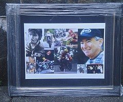 JOEY DUNLOP FRAMED HONDA POSTER PRINT - White Border - Isle of Man TT Ulster Grand Prix NW 200