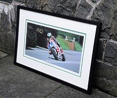 RICHARD BRITTON by "ROD ORGAN" Framed Print Isle of Man TT Ulster Grand Prix NW200 BSB Joey Dunlop