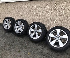 5x120 Genuine Bmw 17 inch alloys 4 good tyres, fits renault traffic etc...