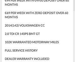 2014 VW CC Finance this car from €44 P/W - Image 8/9