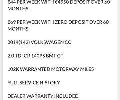 2014 VW Cc Finance this car from €44 P/W - Image 8/9