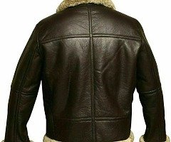Winter leather fur jacket