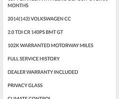 2014 VW CC Finance this car from €44 P/W - Image 7/8