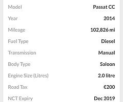 2014 VW CC Finance this car from €44 P/W - Image 8/8