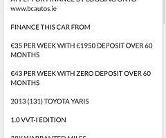 2013 Toyota Yaris Finance this car from €35 P/W - Image 9/10