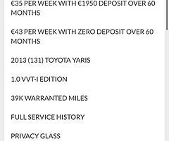 2013 Toyota Yaris Finance this car from €35 P/W - Image 9/10