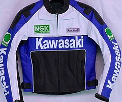 Kawasaki leather motorbike jacket