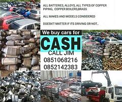 WE BUY ALL SCRAP CARS, VANS, JEEPS, CAMPER VANS, DRIVING OR NOT DRIVING, WITH OR WITHOUT NCT/DOE .W