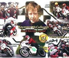 ! XMAS OFFER ! - RAY McCULLOUGH SIGNED Collage Print Isle of Man TT Ulster Grand Prix Joey Dunlop