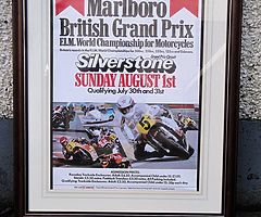 Silverstone British Grand Prix Framed Original Poster Motorbike Racing Joey Dunlop Isle of Man TT