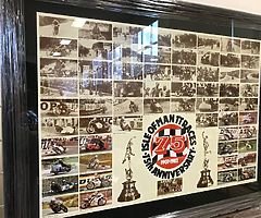 Isle of Man TT Mounted & Framed 75th Anniversary IOM TT Rider Collage Poster 1907 - 1982 Joey Du