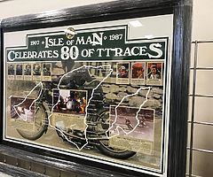 Isle of Man TT Mounted & Framed Poster - "Celebrates 80 Years of TT Races" IOM TT Joey Dunlop Ul