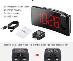 Alarm Clock, LED Digital Alarm Clock with USB Charging Port, Projection Alarm Clock with 5'' LED Cur