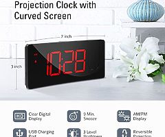 Alarm Clock, LED Digital Alarm Clock with USB Charging Port, Projection Alarm Clock with 5'' LED Cur - Image 7/8