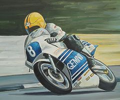 Joey Dunlop Original Painting by Renowned Irish Artist Nigel Allison (as seen on TV) Isle of Man TT