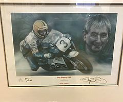 JOEY DUNLOP - Mounted & Framed Print by Artist "STEPHEN DOIG" No:50/295 Isle of Man TT NW200 BSB