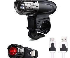 Bike Light Set - POWERFUL 320lm Lumens, Bicycle Headlight & Taillight with 4 Modes (Last 3-7 hou