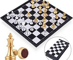 Travel Chess Board Set Games - Magnetic Chess Piece with Portable/Foldable Board- Educational Toys