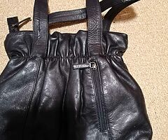 Black leather handbag