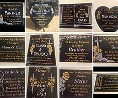 Granite Memorial plaques, Cremation necklaces, Headstone Photos