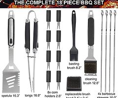 18pcs BBQ Grill Accessories Set with Gift Wrapping Box- Stainless Steel Barbecue Grilling Utensil Ki - Image 6/7