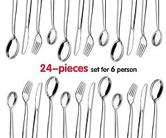 Cutlery Set, Elegant Life Flatware Set, 24-Piece Stainless Steel Silverware Sets High-Grade Mirror P - Image 7/8