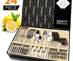 Cutlery Set, Elegant Life Flatware Set, 24-Piece Stainless Steel Silverware Sets High-Grade Mirror P - Image 8/8