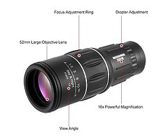 16x52 High Powered Dual Focus Portable Monocular Telescope - Image 7/9