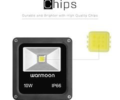 Warmoon LED Flood Lights Outdoor 10W Daylight White 6500K Security Wall Washer Light Waterproof IP66