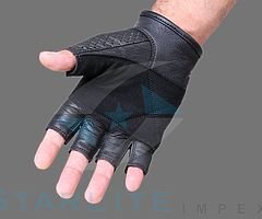 Weight Lifting Gloves Fitness Training Body Building Gym (leather Fingerless)