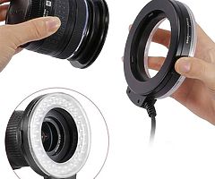 48 Macro LED Ring Flash Bundle with LCD Display Power Control,Adapter Rings and Flash Diffusers for