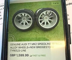 Genuine Audi TT mark2 speedline 18” alloy wheels S-LINE - Image 5/6