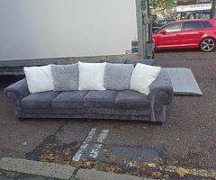 Grey fabric group sofa chesterfield £249 dimensions in last pic mint condition