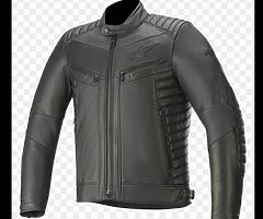 Alpinestars Classic Vintage Burstun Leather Jacket Motorbike Motorcycle Black