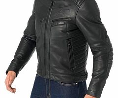 Alpinestars Classic Vintage Burstun Leather Jacket Motorbike Motorcycle Black - Image 4/8