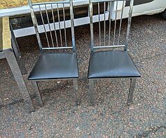 Black glass znd chrime dining room table and 4 chairs £125 - Image 4/10