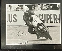 JIM REDMAN SIGNED FRAMED PHOTO Isle of Man TT 1966 Quarter Bridge North West 200 Ulster Grand Prix