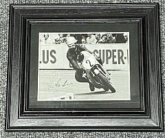 JIM REDMAN SIGNED FRAMED PHOTO Isle of Man TT 1966 Quarter Bridge North West 200 Ulster Grand Prix