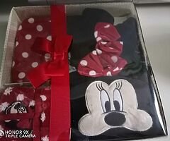 Disney water bottle eye mask and socks