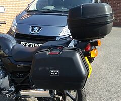 Givi side panniers and top box  Givi rack